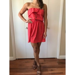 Coral strapless dress